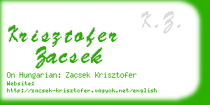 krisztofer zacsek business card